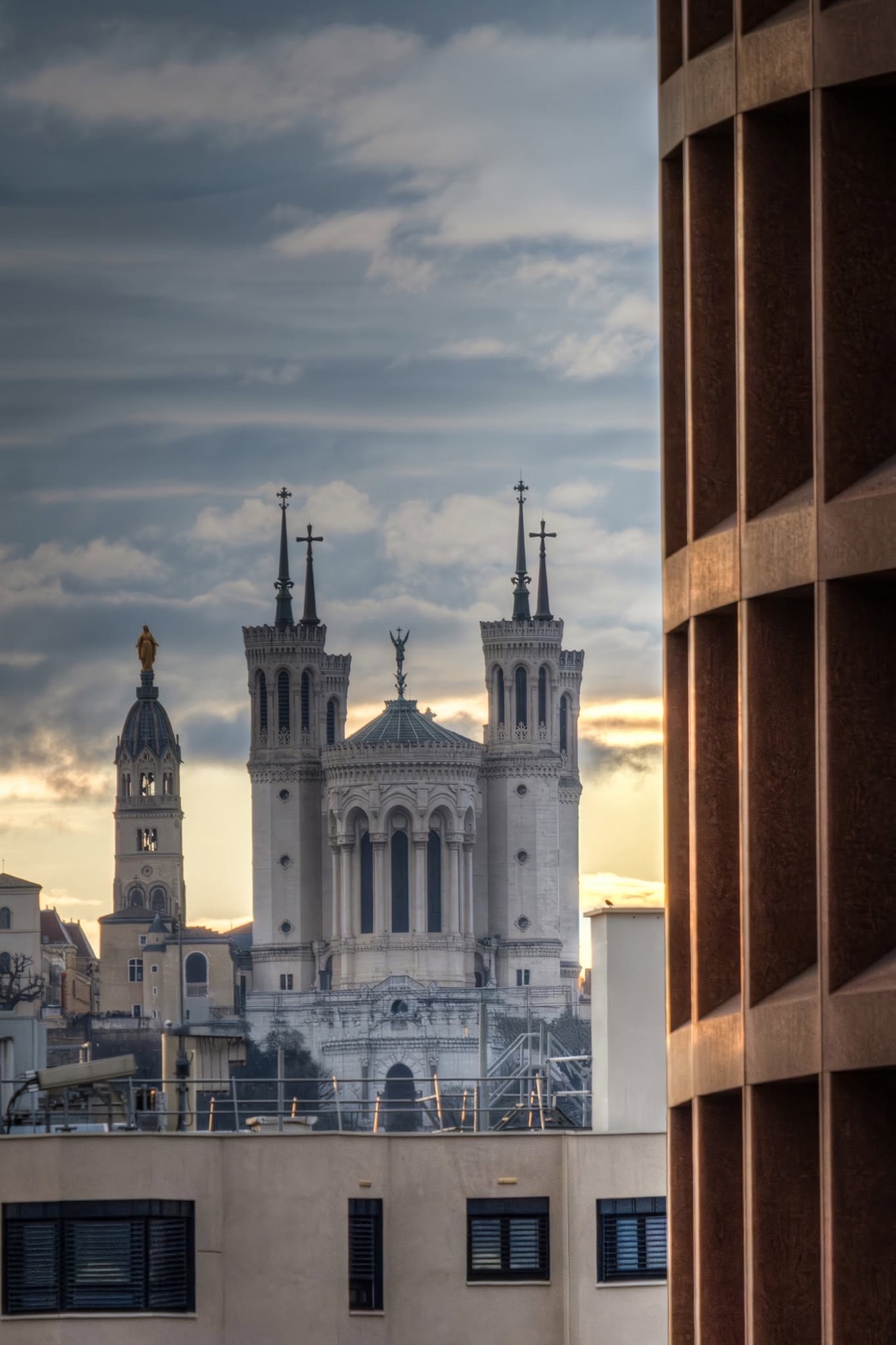 Fourvière basilica between buildings