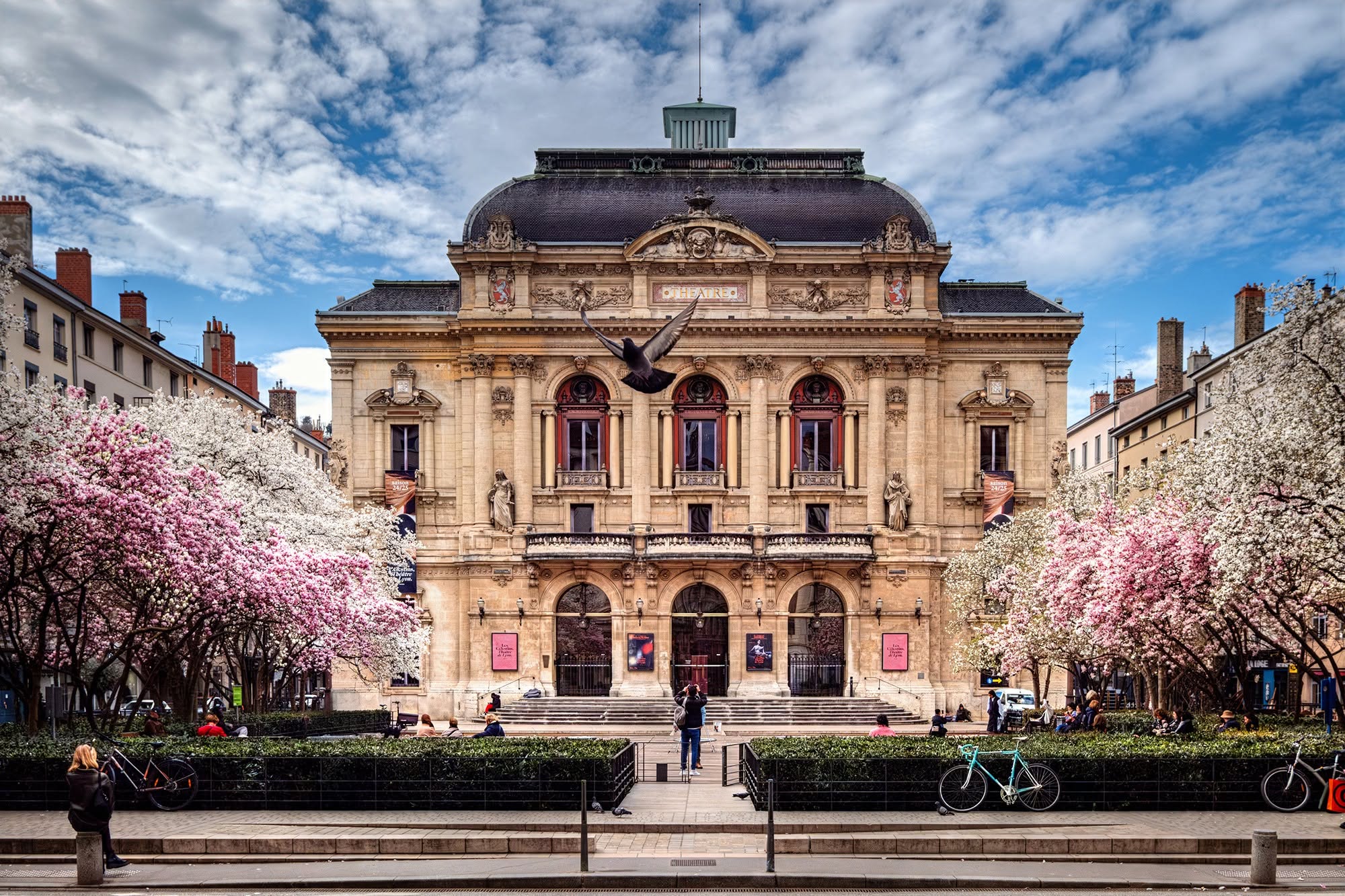 Théâtre des Célestins with spring blossoms