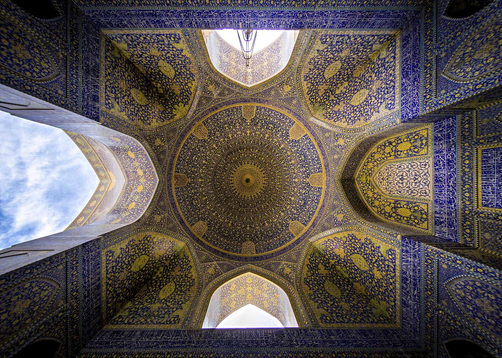Mosquée du Shah (mosquée de l’Imam), le plafond, Ispahan, Iran