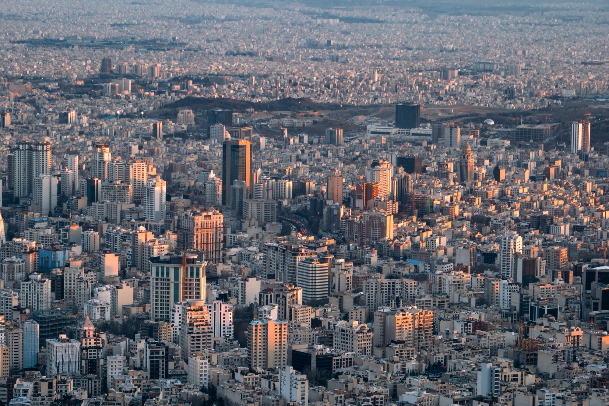 Tehran rooftops and towers from a height
