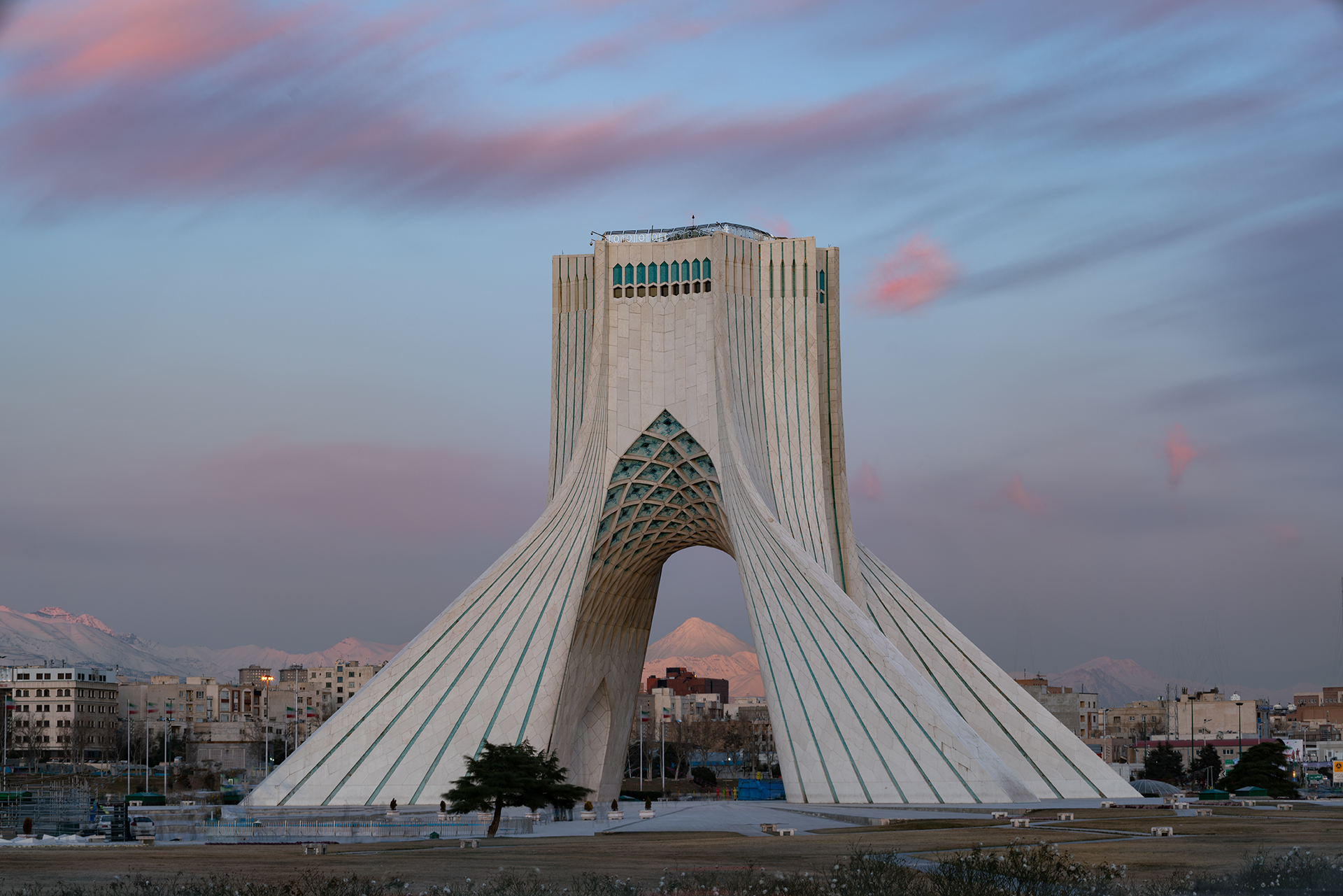 Azadi Tower at dusk